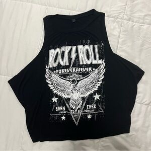 Women’s Flowy Black Rock N Roll Tank Size Small
